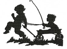 Stickserie Nostalgie Silhouette - Pferd spielen